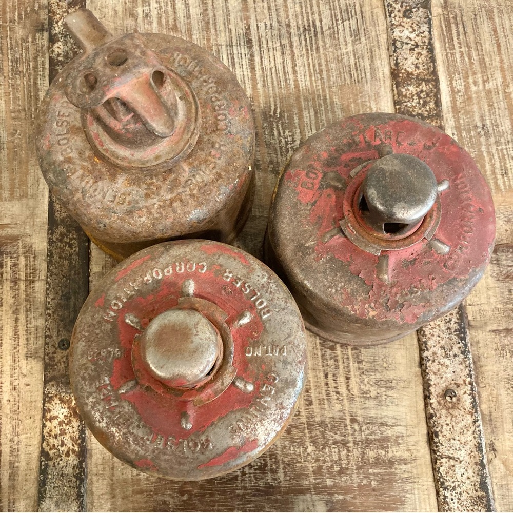 3 Vintage Bolser Corporation Roadside Flares Rusty Metal Decor Stackable - Picture 7 of 15